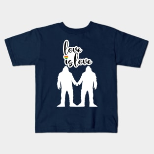 Love Is Love Pride Bigfoot Couple Kids T-Shirt